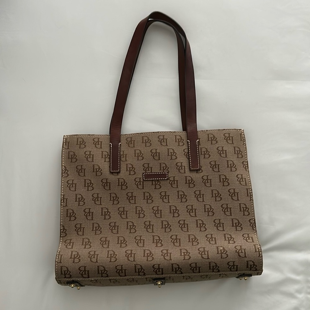 Dooney & Bourke Light Brown Monogram Canvas Tote Handbag